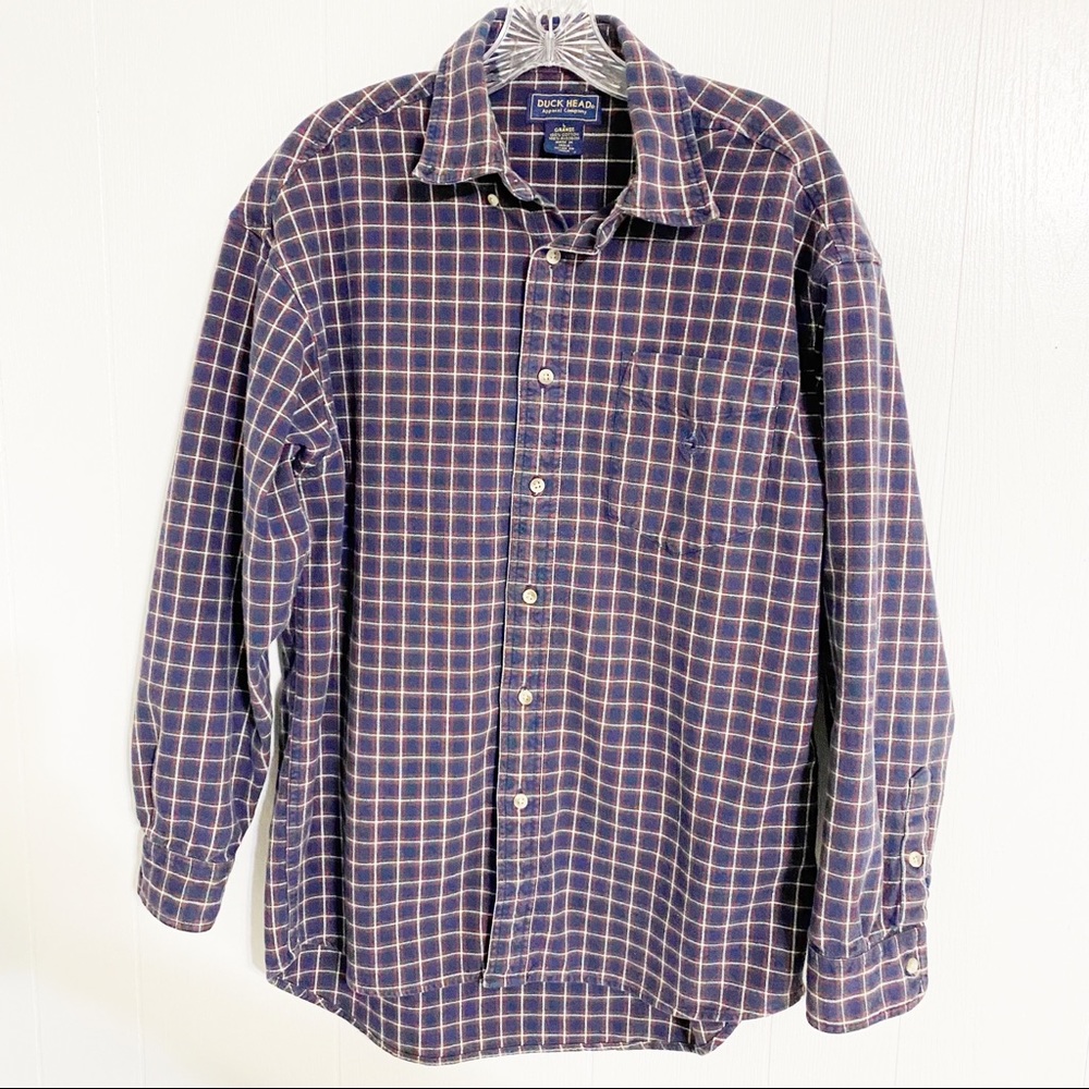 Duck Head Apparel Company Men's Cotton Plaid Button Down Shirt Size Large